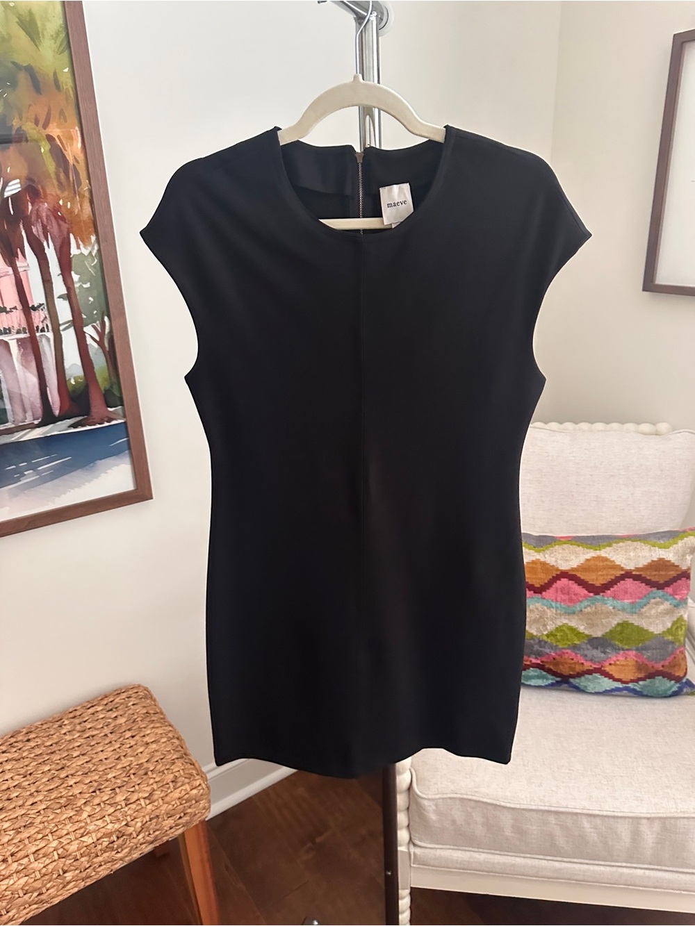 Anthropologie Maeve Black Cap-Sleeve Dress